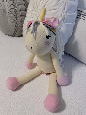 Matilda Jane Cream & Pink Unicorn Plush with Rainbow Mane